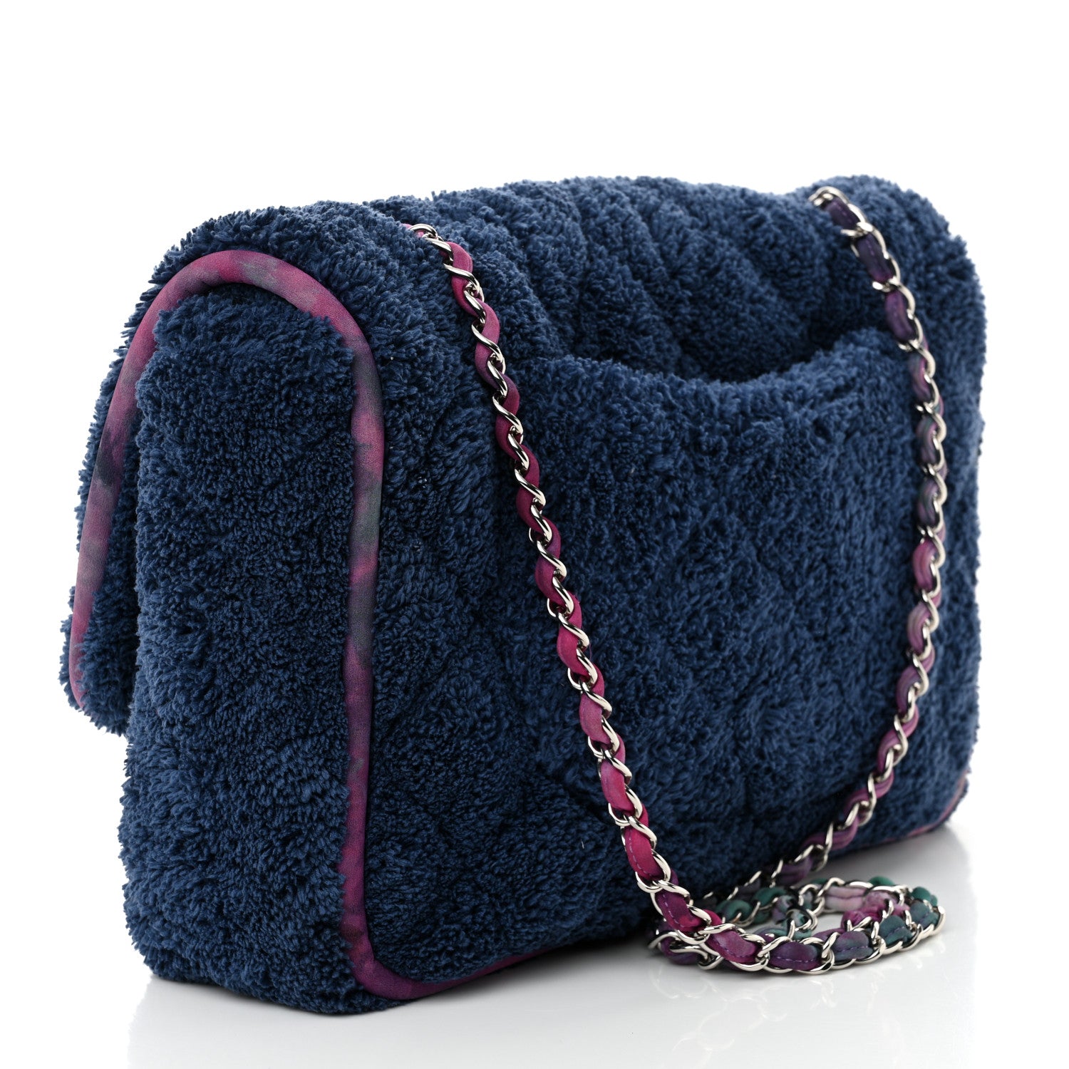 Chanel Mixed Fibers Quilted Large Flap Bag  Navy Blue 3 of 10