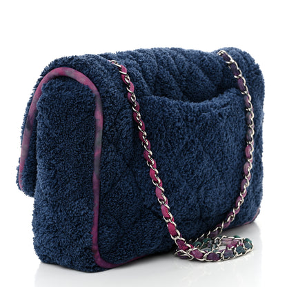 Chanel Mixed Fibers Quilted Large Flap Bag  Navy Blue 3 of 10