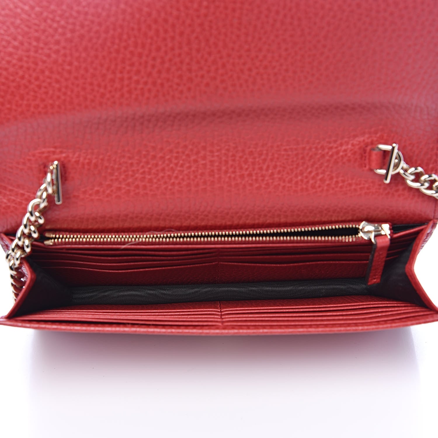 Gucci Dollar Calfskin Interlocking G Chain Wallet Red 5 of 10