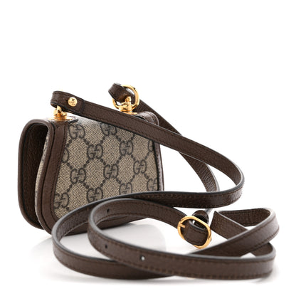Gucci GG Supreme Monogram Textured Dollar Calfskin Blondie Card Case Wallet with Strap Beige Ebony New Acero 3 of 11