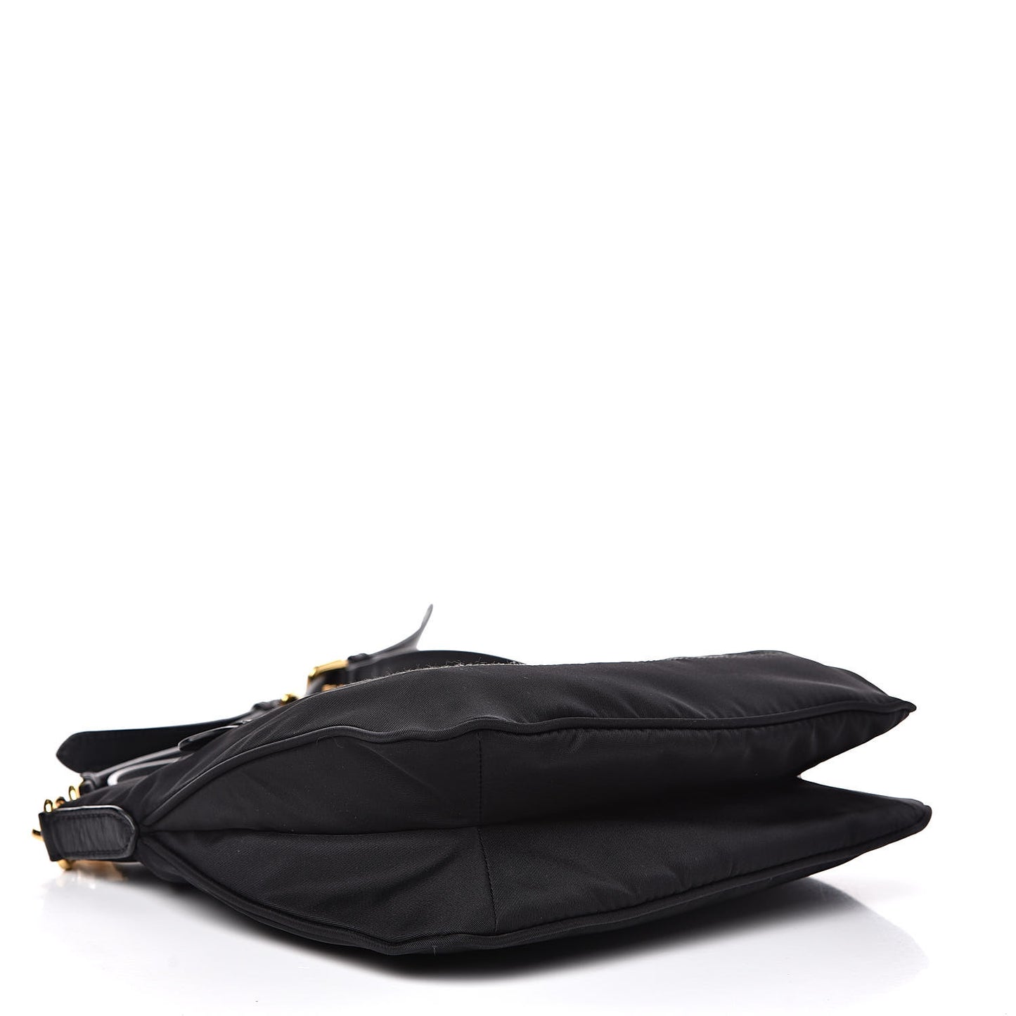 Nylon Flat Messenger Bag Black