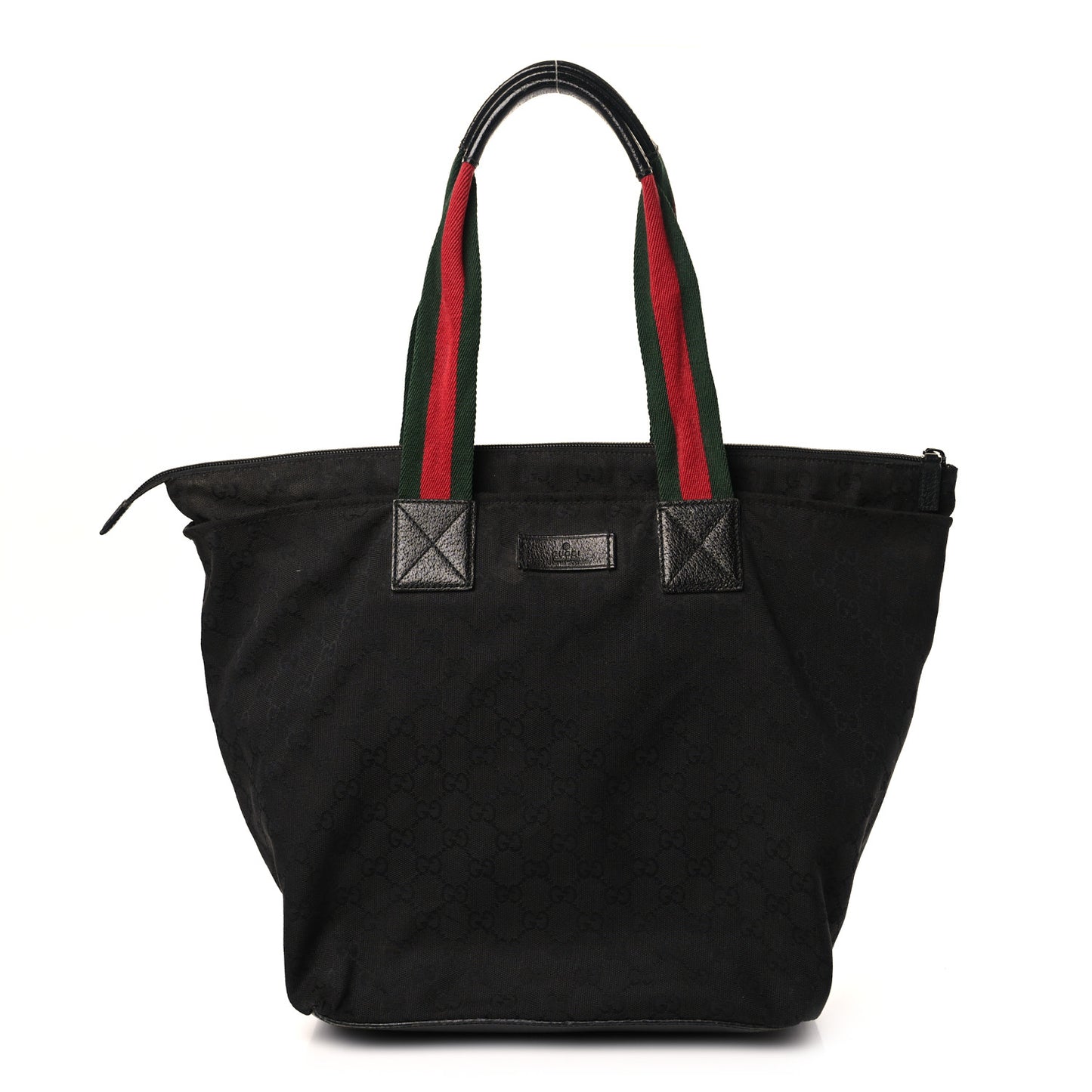 GG Monogram Large Web Handle Bucket Tote Black