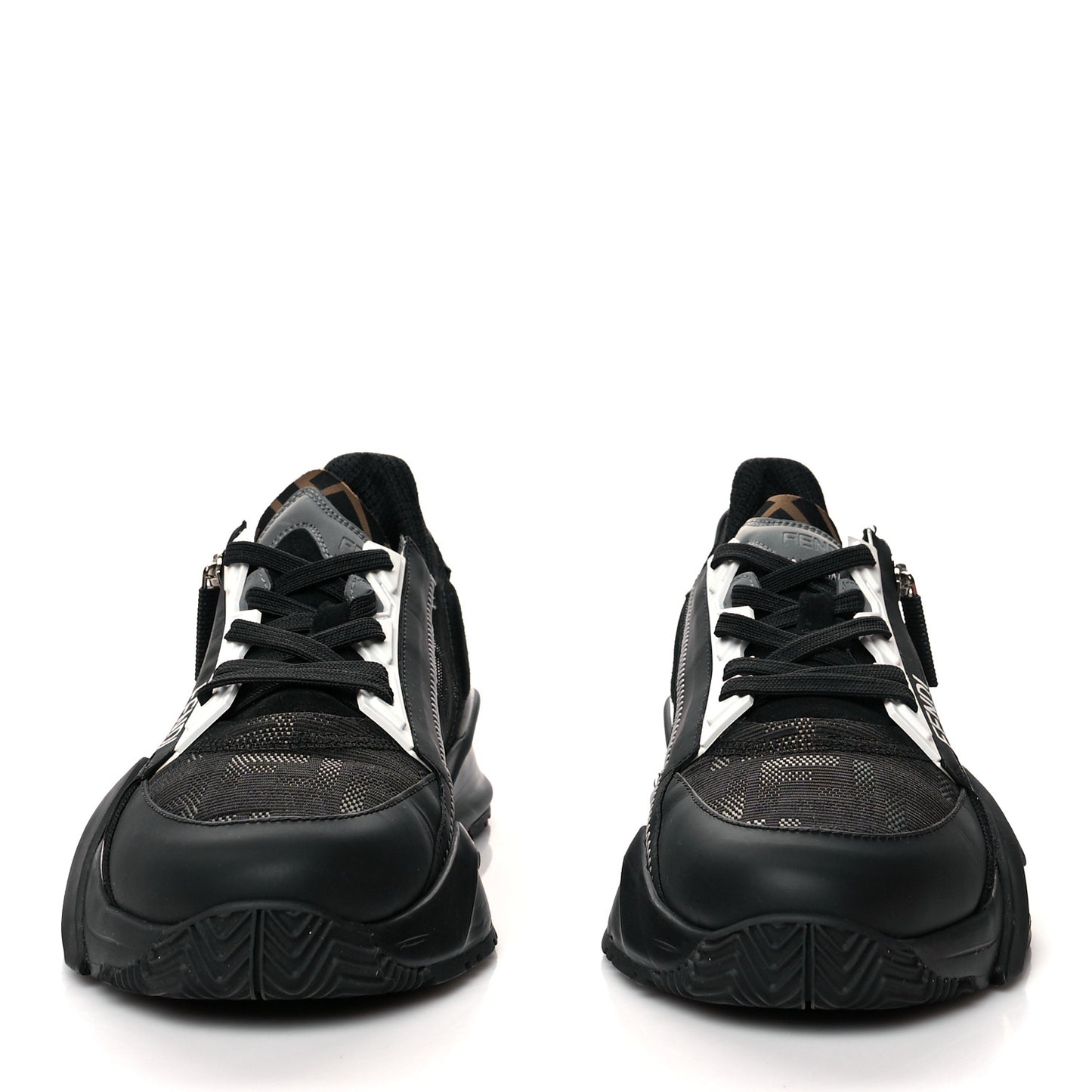 Nylon Lycra FF Womens Fendi Flow Low Top Sneakers 39 Black Silver Anthracite