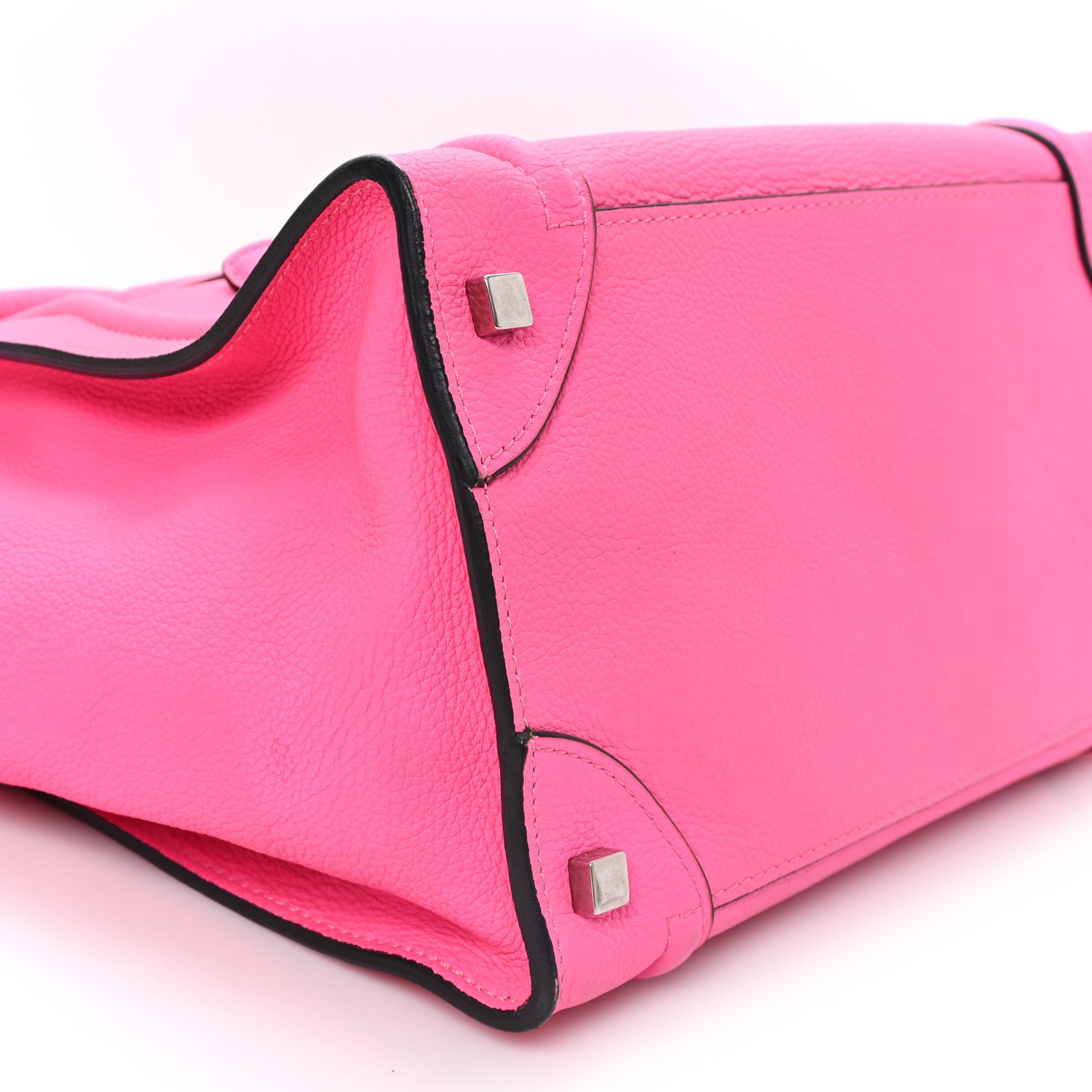 Celine Drummed Calfskin Mini Luggage Fluo Pink 8 of 11