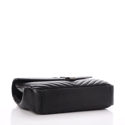 Saint Laurent Sheepskin Matelasse Chevron Monogram Large College Satchel Black 4 of 9