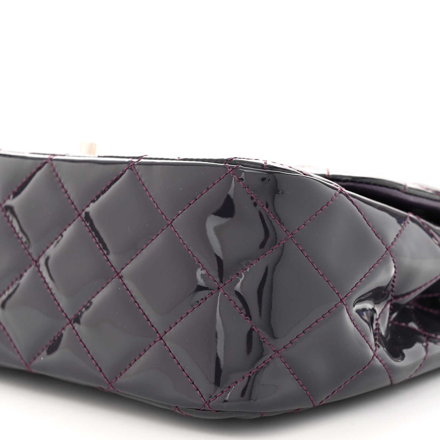 Chanel Patent Quilted Jumbo Single Flap Dark Purple 10 of 12