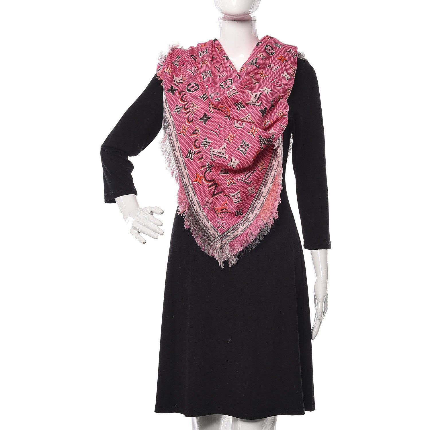 Louis Vuitton Wool Pop Monogram Shawl Pink 2 of 6