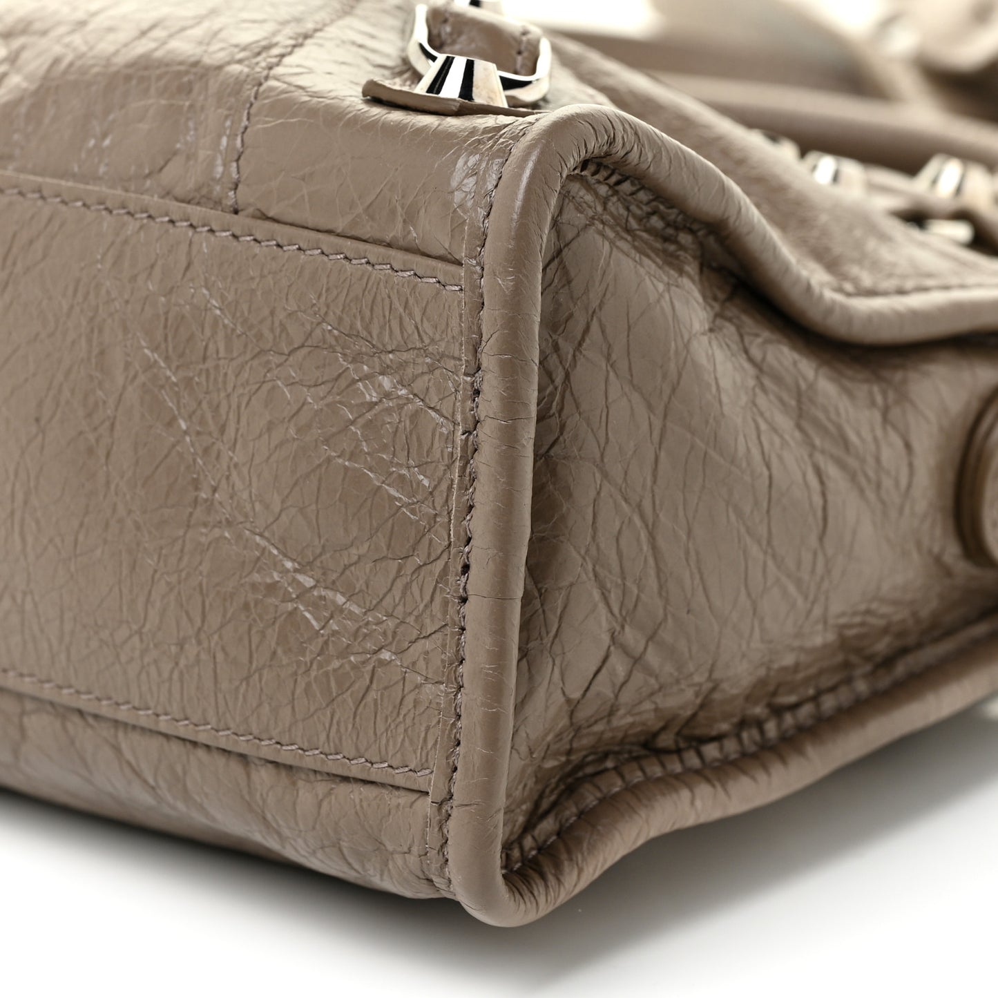 Agneau Classic Silver Hardware Mini City Dark Mink Grey