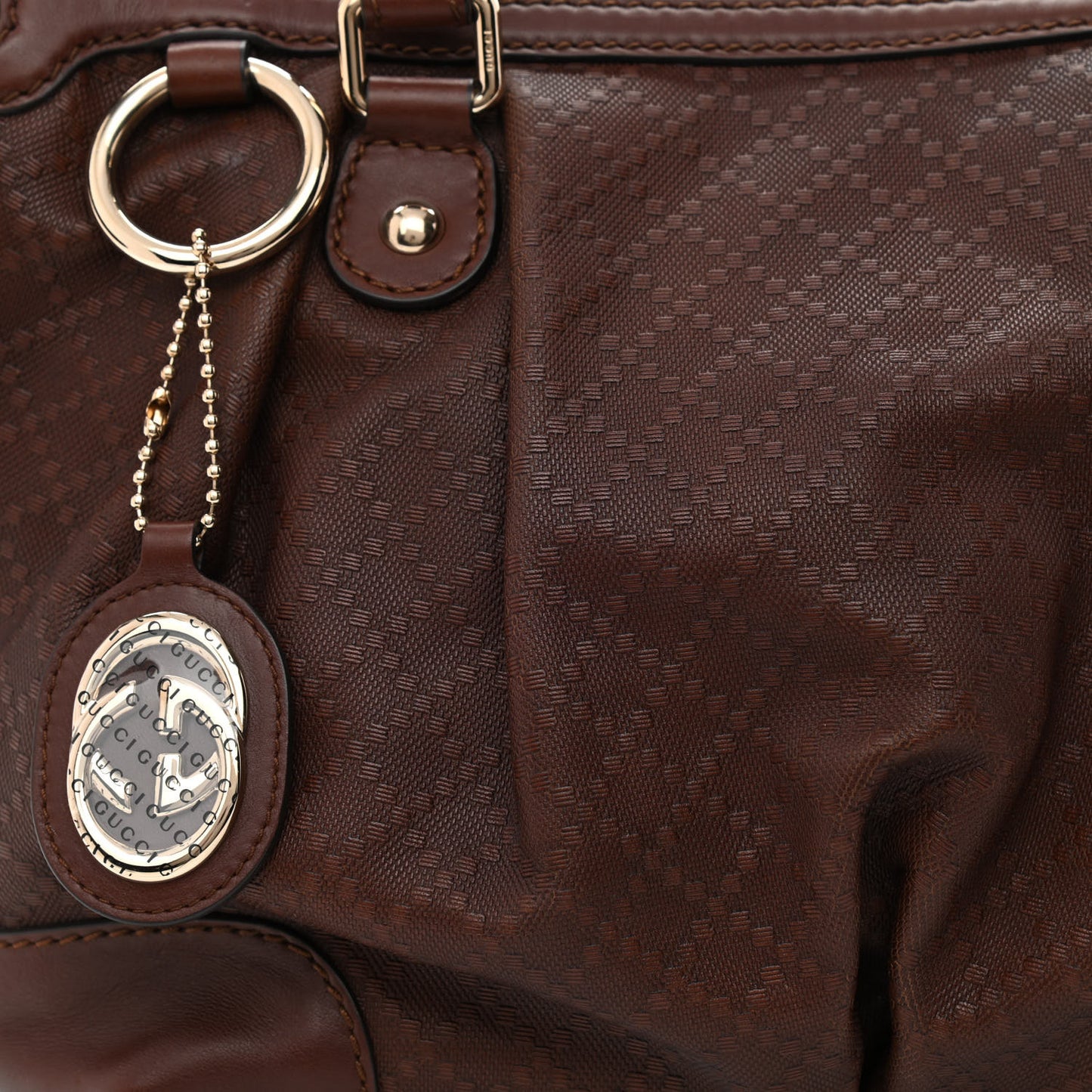 Diamante Medium Sukey Top Handle Bag Dark Brown