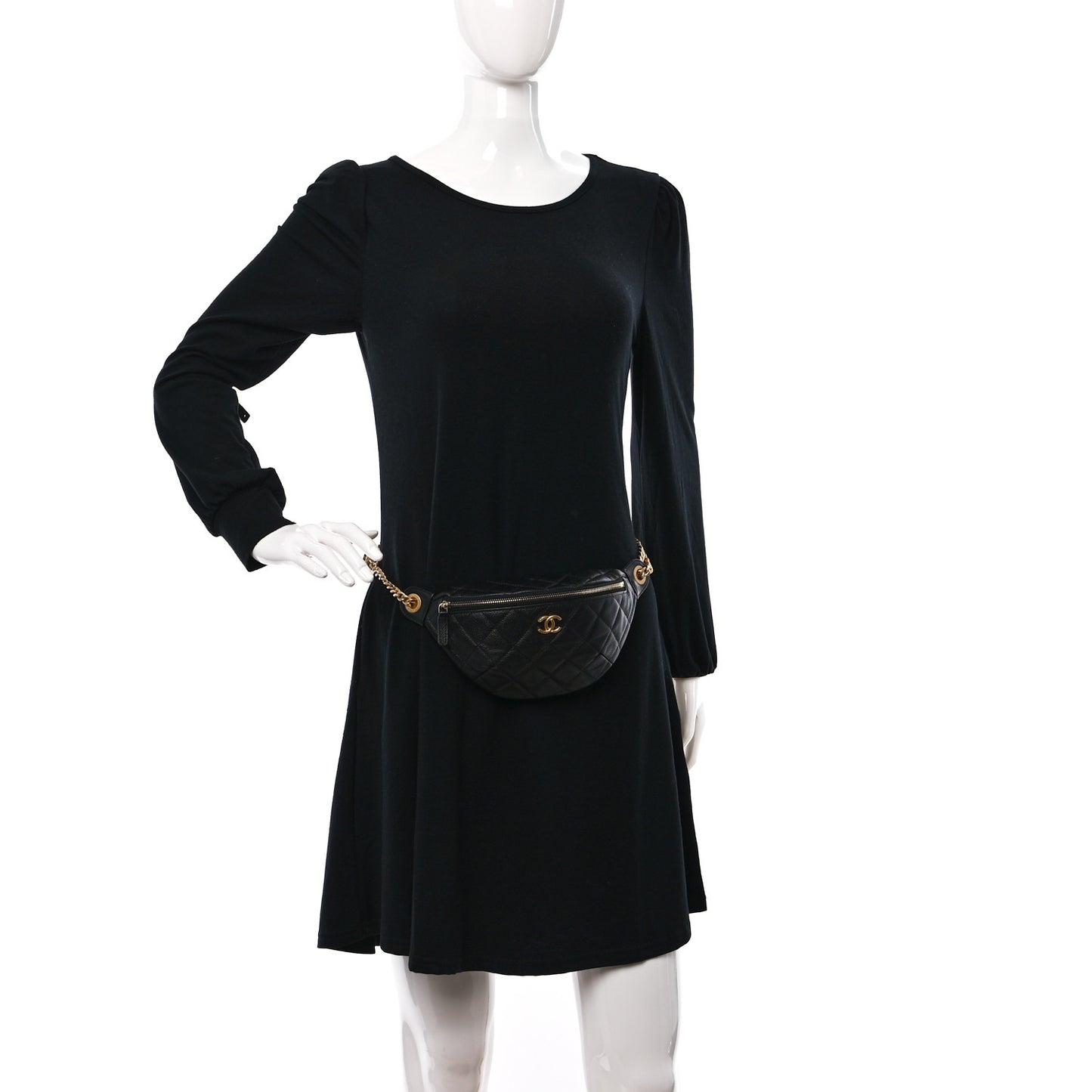 Caviar Quilted Sweetheart Belt Bag Black