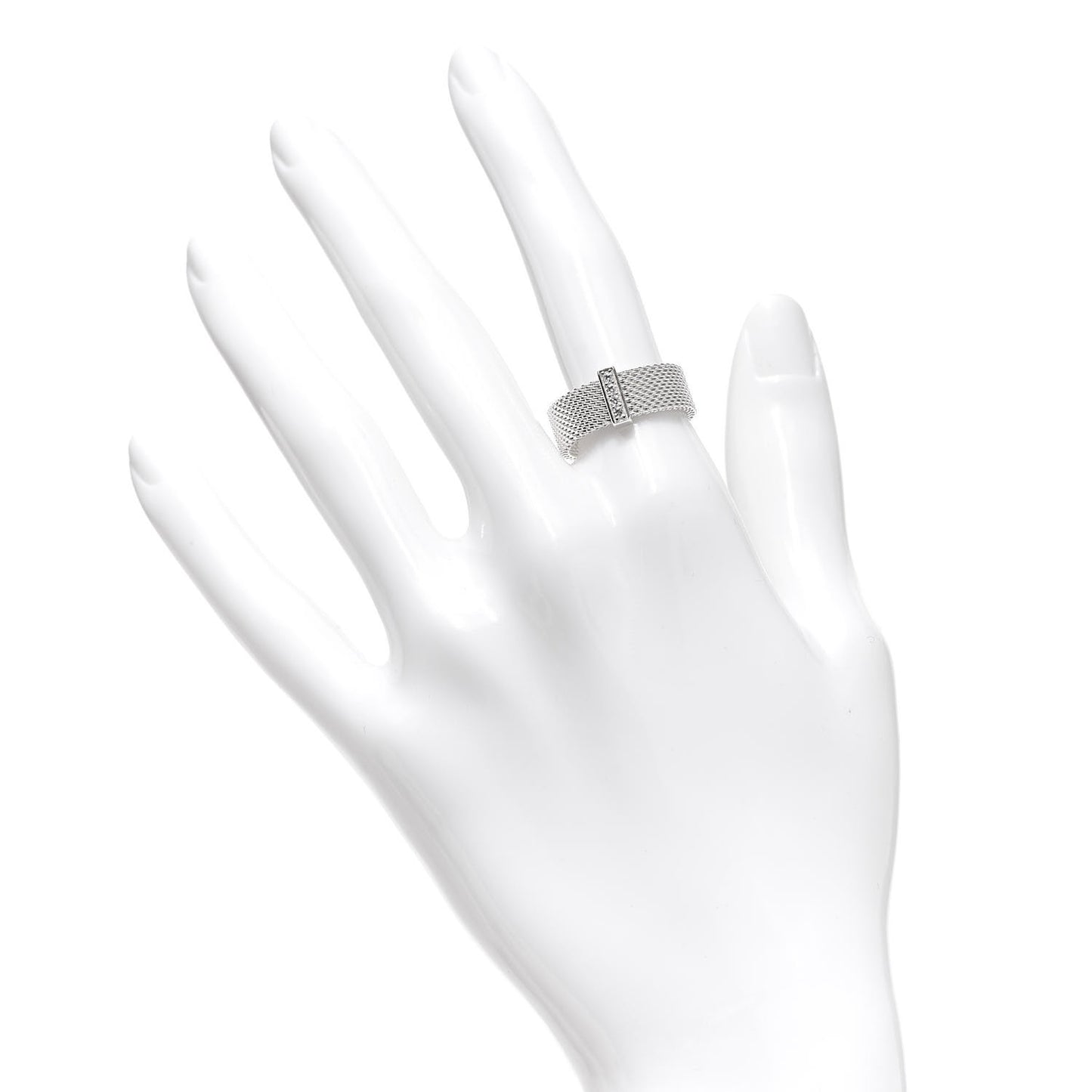 Sterling Silver Diamond Mesh Somerset Ring 53 6.25