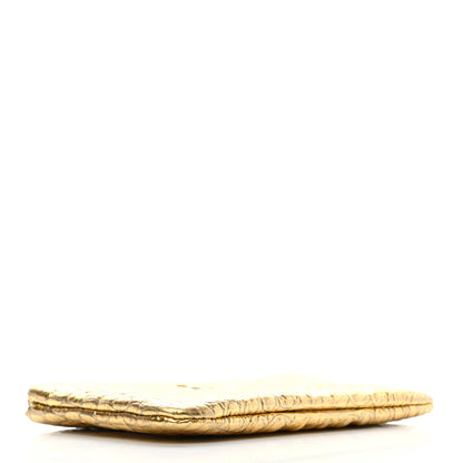 Chanel Metallic Calfskin Crocodile Embossed Cocodile Small Cosmetic Case Gold 4 of 7