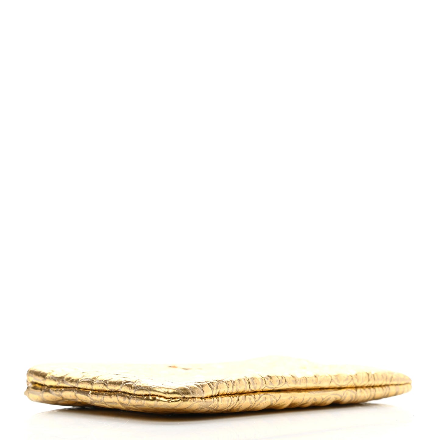 Metallic Calfskin Crocodile Embossed Cocodile Small Cosmetic Case Gold