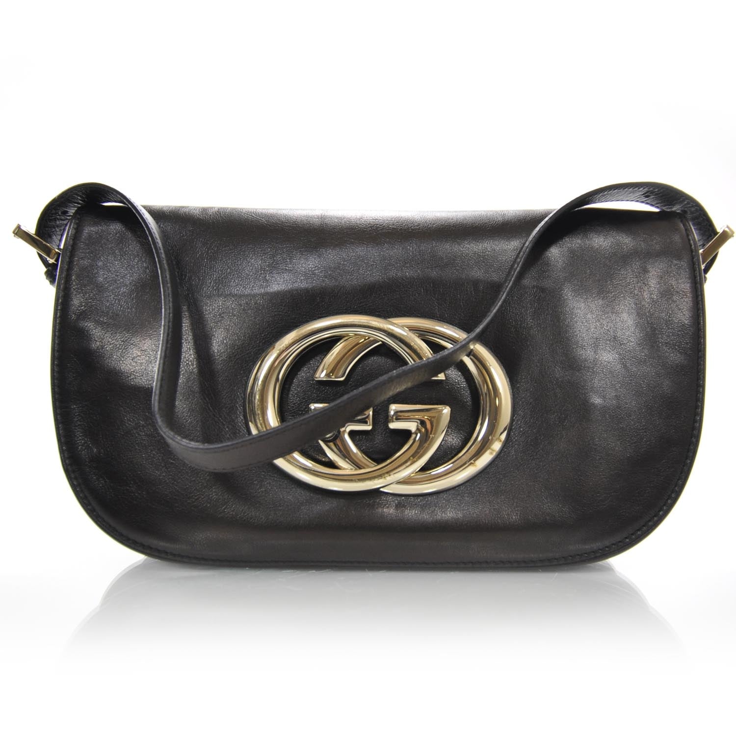 Gucci Leather Small Britt Shoulder Bag Black 1 of 8