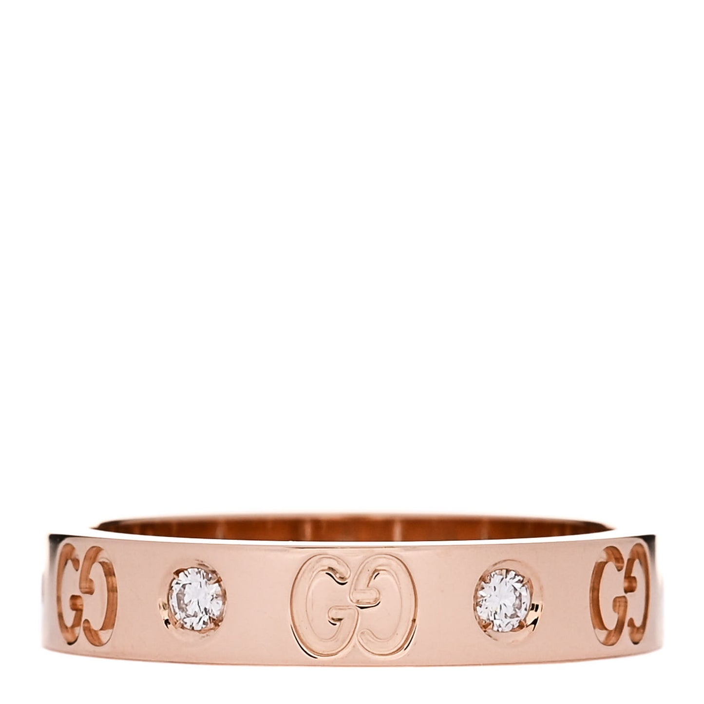 18K Rose Gold Diamond Icon Band Ring 56 7.5