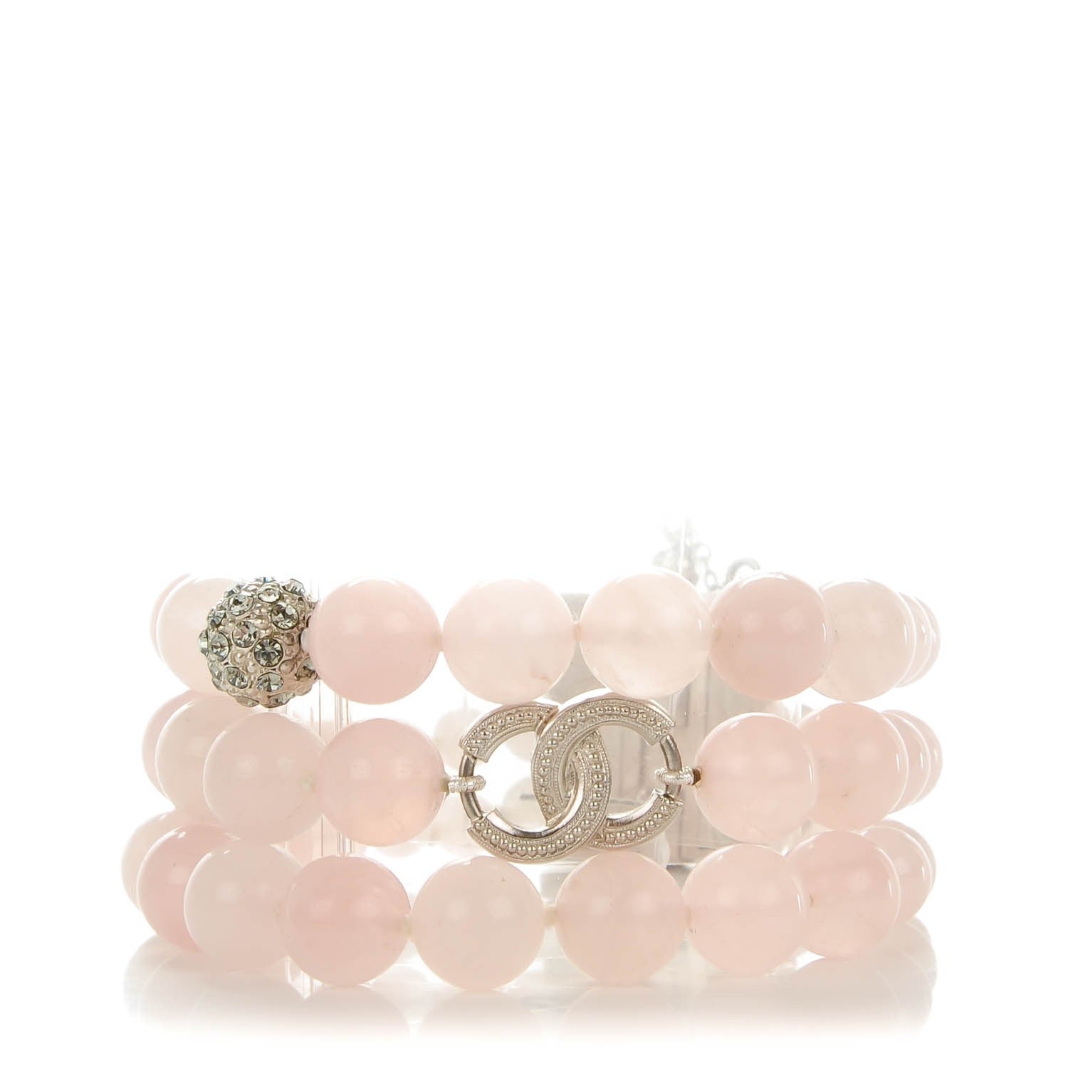 Chanel Beaded Crystal Multistrand CC Bracelet Pink 1 of 6