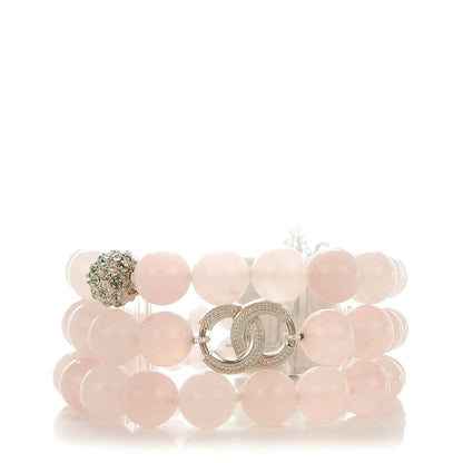 Chanel Beaded Crystal Multistrand CC Bracelet Pink 1 of 6
