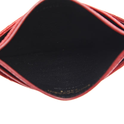 Saint Laurent Grain De Poudre Matelasse Chevron Monogram Credit Card Case New Red 4 of 7