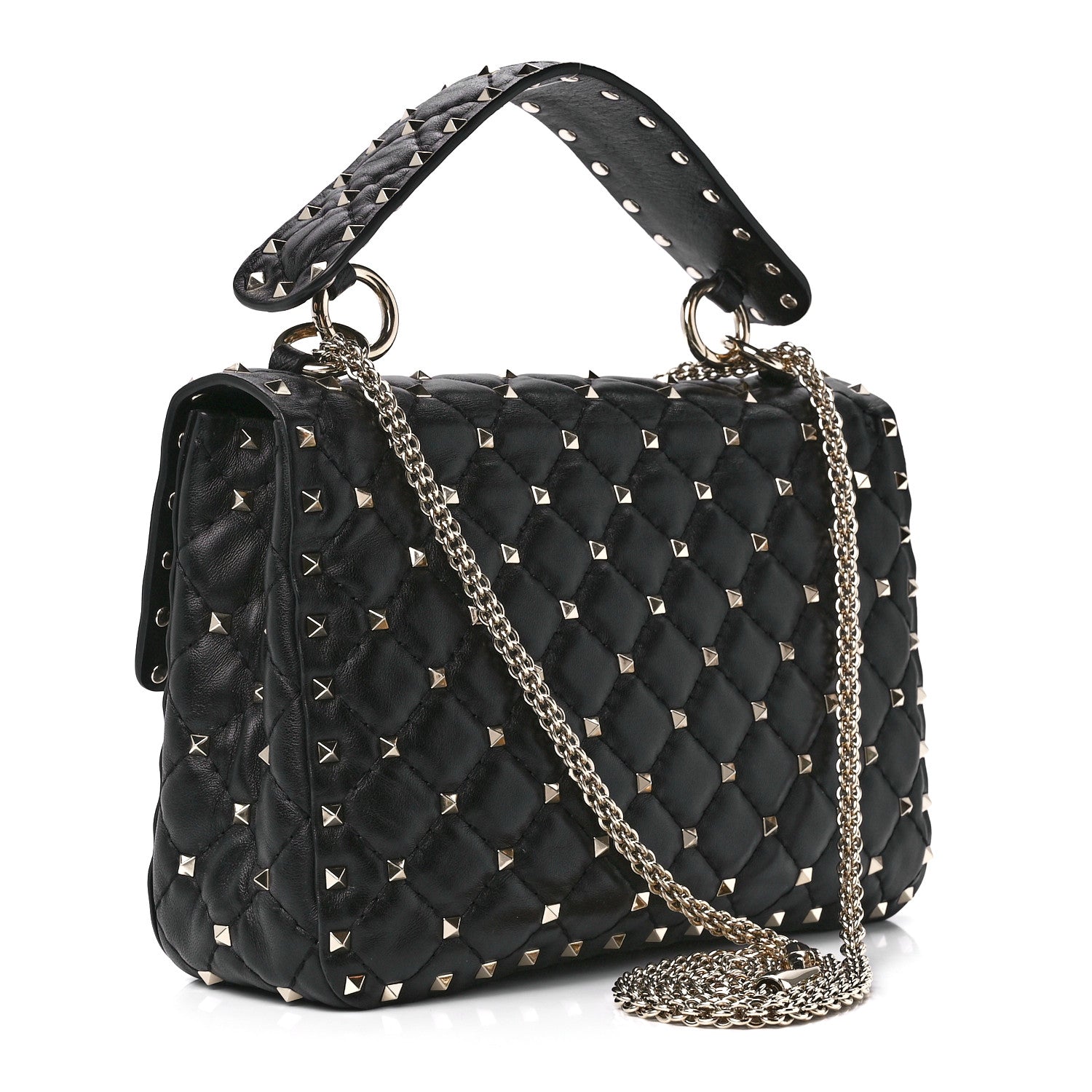 Valentino Garavani Lambskin Medium Rockstud Spike Shoulder Bag Black 3 of 10