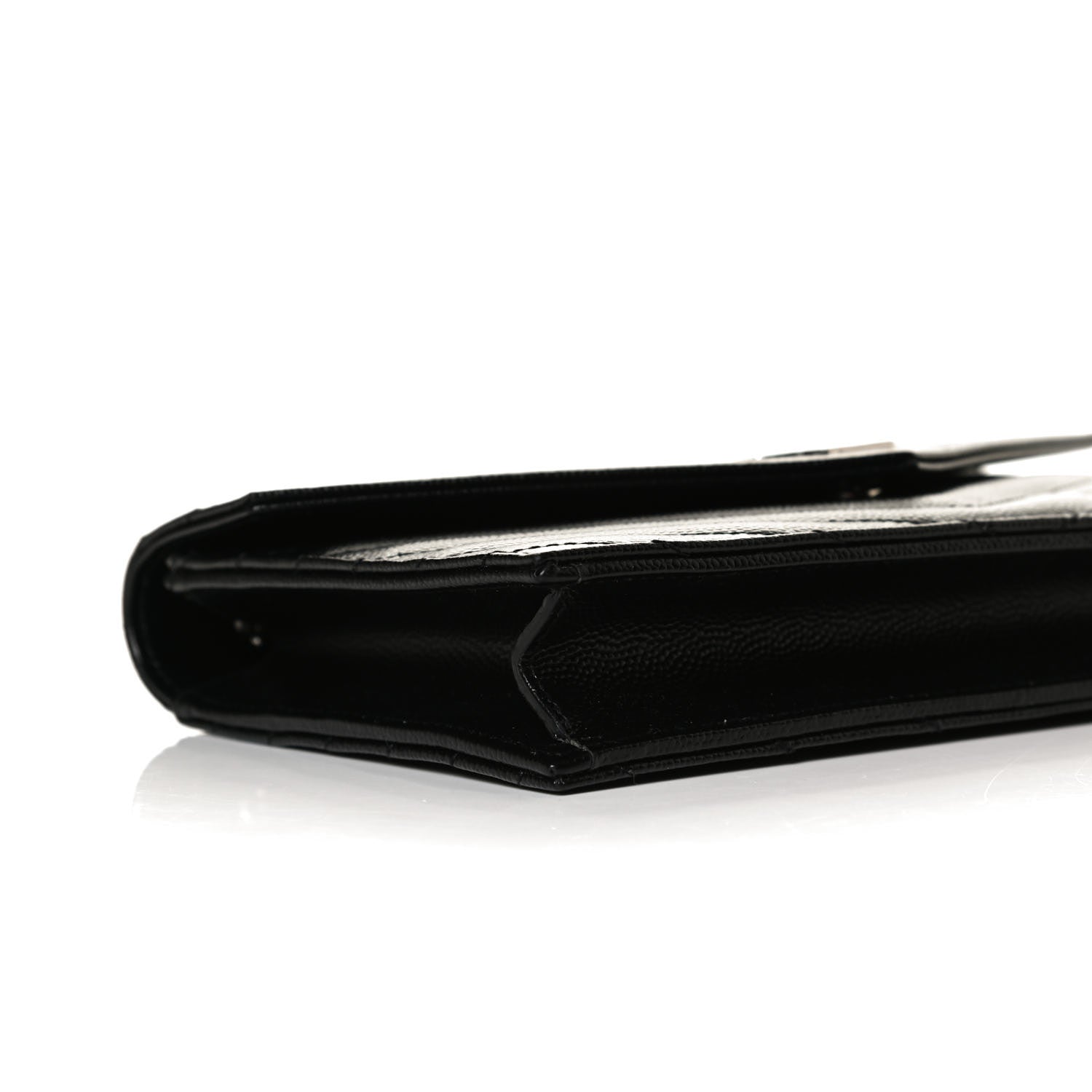 Saint Laurent Grain De Poudre Matelasse Chevron Monogram Envelope Chain Wallet Black 9 of 12
