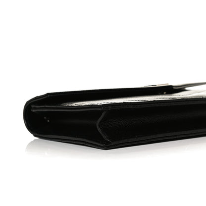 Saint Laurent Grain De Poudre Matelasse Chevron Monogram Envelope Chain Wallet Black 9 of 12