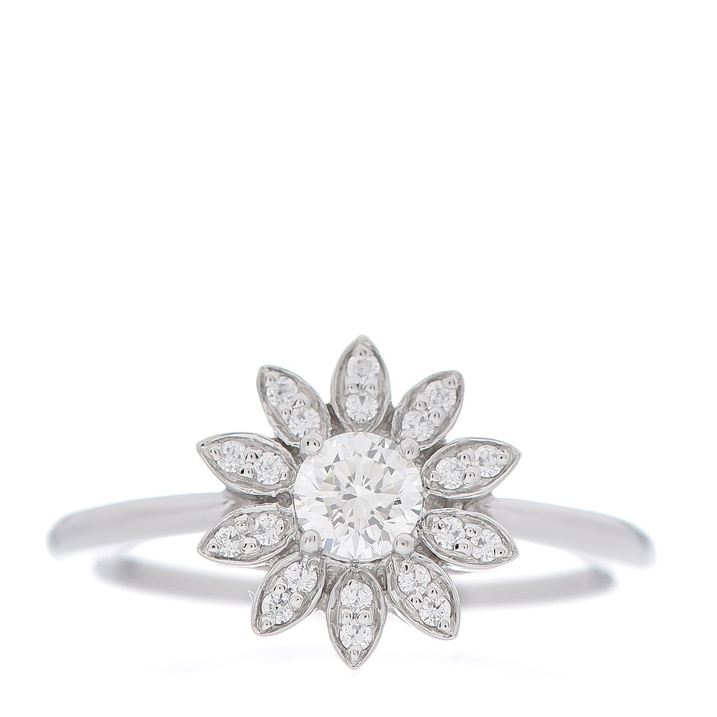 Platinum Diamond Enchant Garden Flower Ring 48 4.5