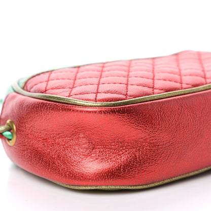 Gucci Laminated Nappa Trapuntata Mini Zumi Dome Shoulder Bag Rosso Jasmine Green Rame 6 of 10