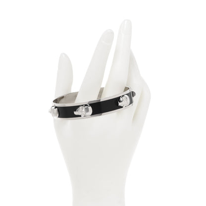 Alexander McQueen 3D Enamel Skull Box Bangle Bracelet Black Silver 2 of 5