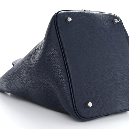 Hermes Taurillon Clemence Swift Eclat Picotin Lock 22 MM Bleu Nuit Bleu Electrique 9 of 10