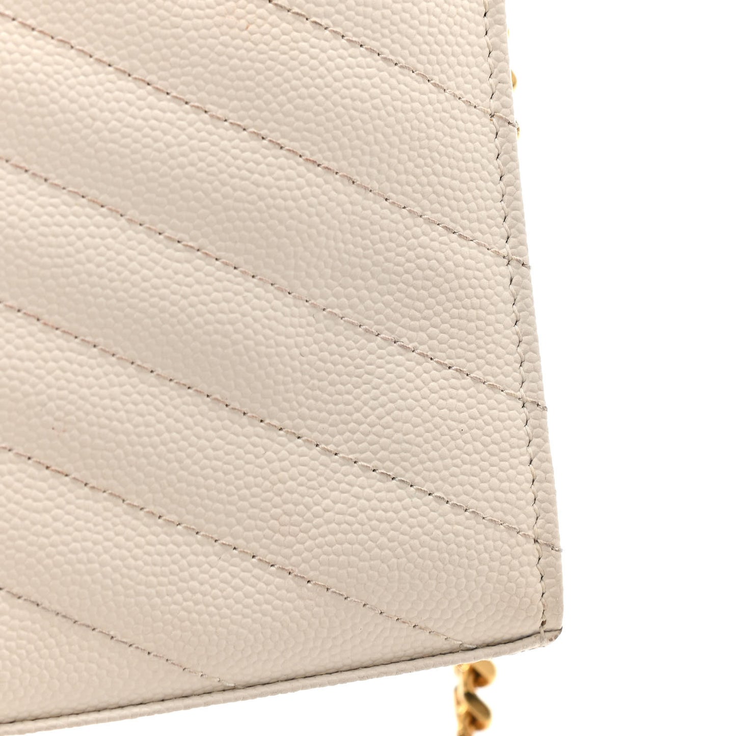 Grain De Poudre Matelasse Chevron Monogram Chain Wallet White
