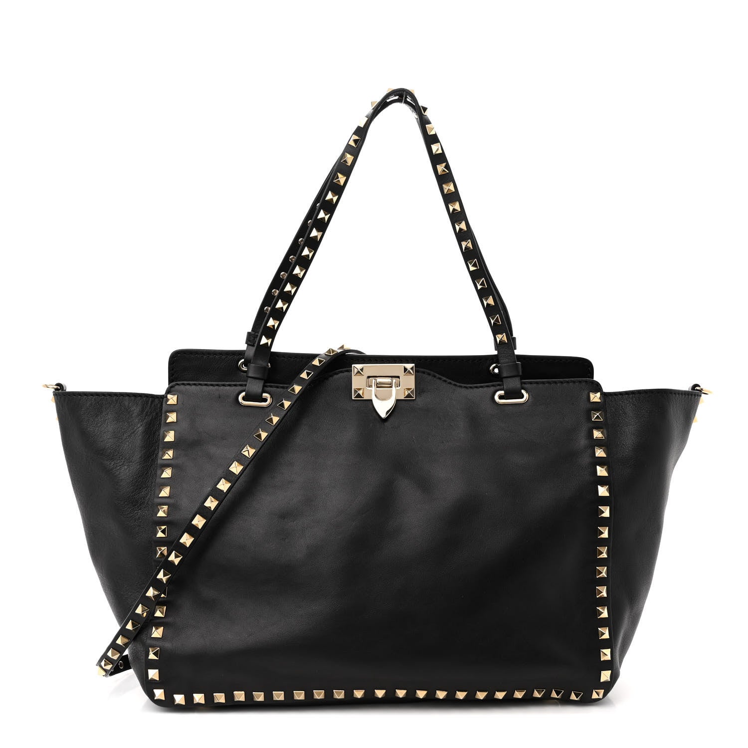 Valentino Garavani Vitello Medium Rockstud Tote Black 1 of 12