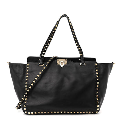 Valentino Garavani Vitello Medium Rockstud Tote Black 1 of 12