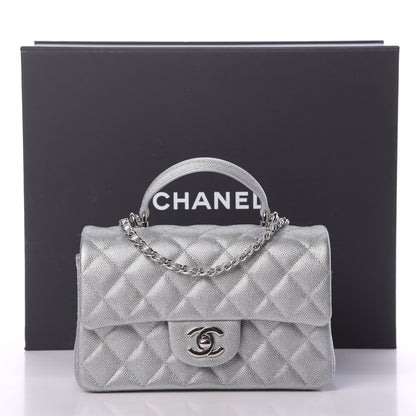 Chanel Metallic Caviar Quilted Mini Top Handle Rectangular Flap Silver 11 of 11