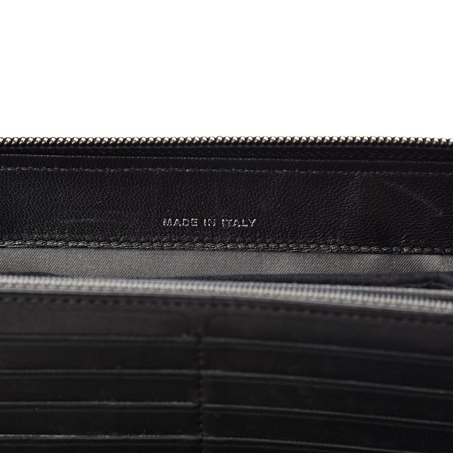 Lambskin Camellia Embossed Zip Around Organizer Wallet Black