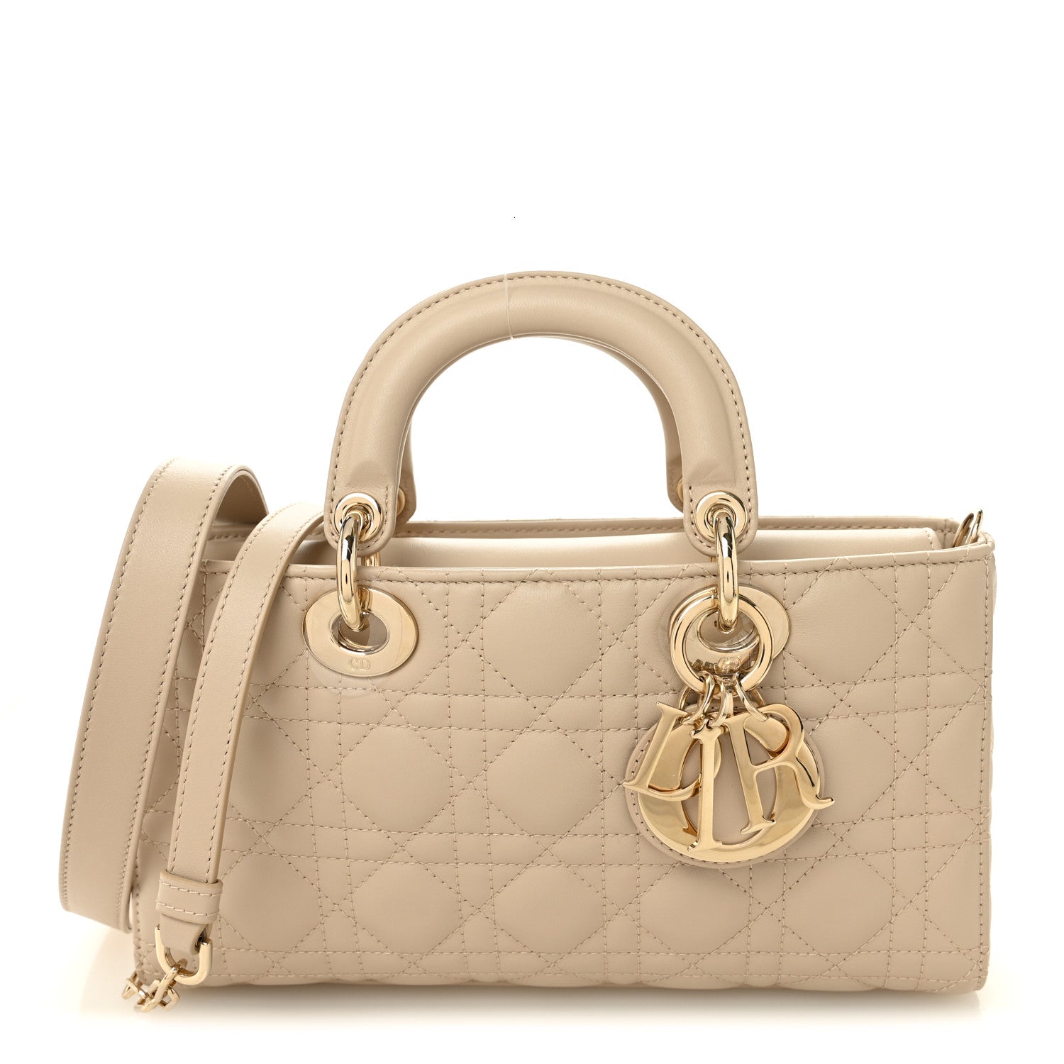 Christian Dior Lambskin Cannage Medium Lady D-Joy Sand 1 of 10