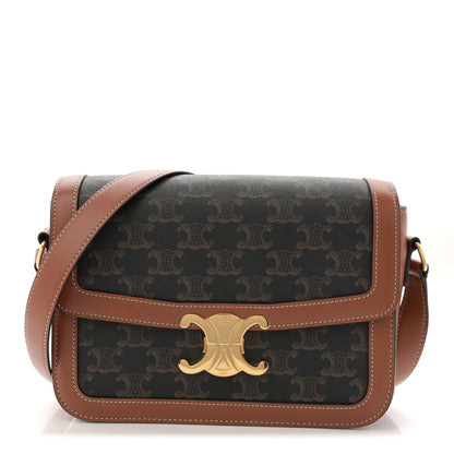 Celine Triomphe Canvas Calfskin Medium Triomphe Bag Tan 1 of 10
