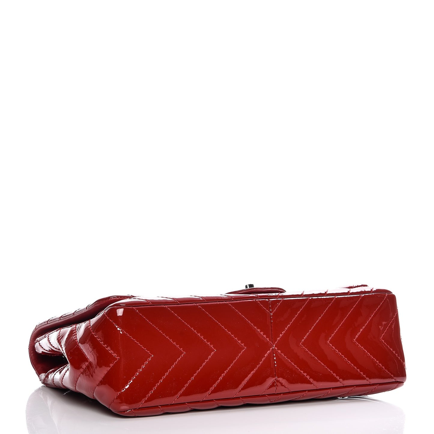 Patent Chevron Quilted Jumbo Single Flap Red