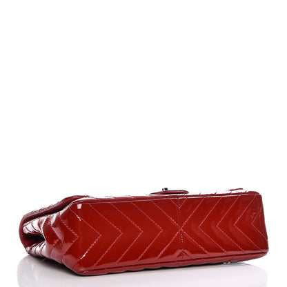 Chanel Patent Chevron Quilted Jumbo Single Flap Red 4 of 7
