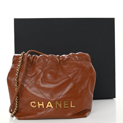 Chanel Shiny Calfskin Quilted Mini Chanel 22 Light Brown 11 of 11