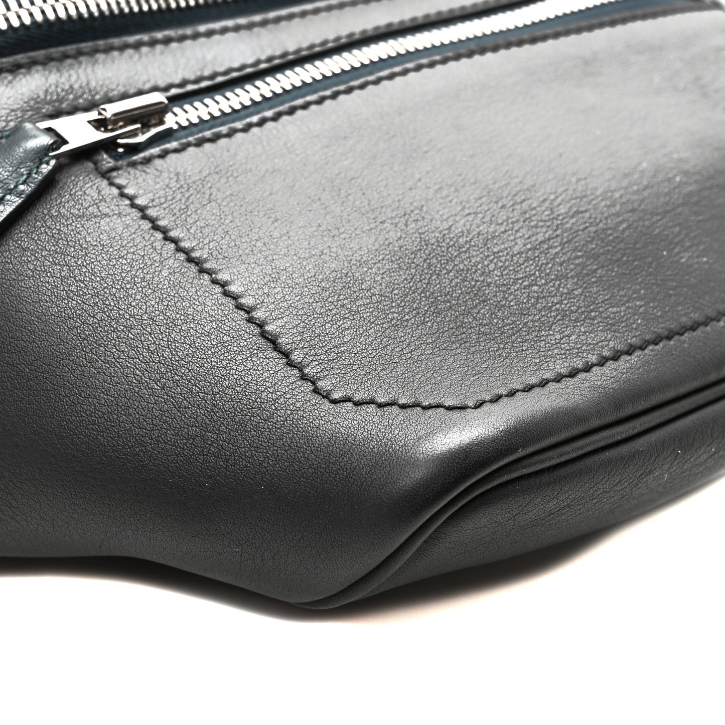 Taurillon Cristobal Cityslide Belt Bag PM Bleu Indigo Vert Cypress