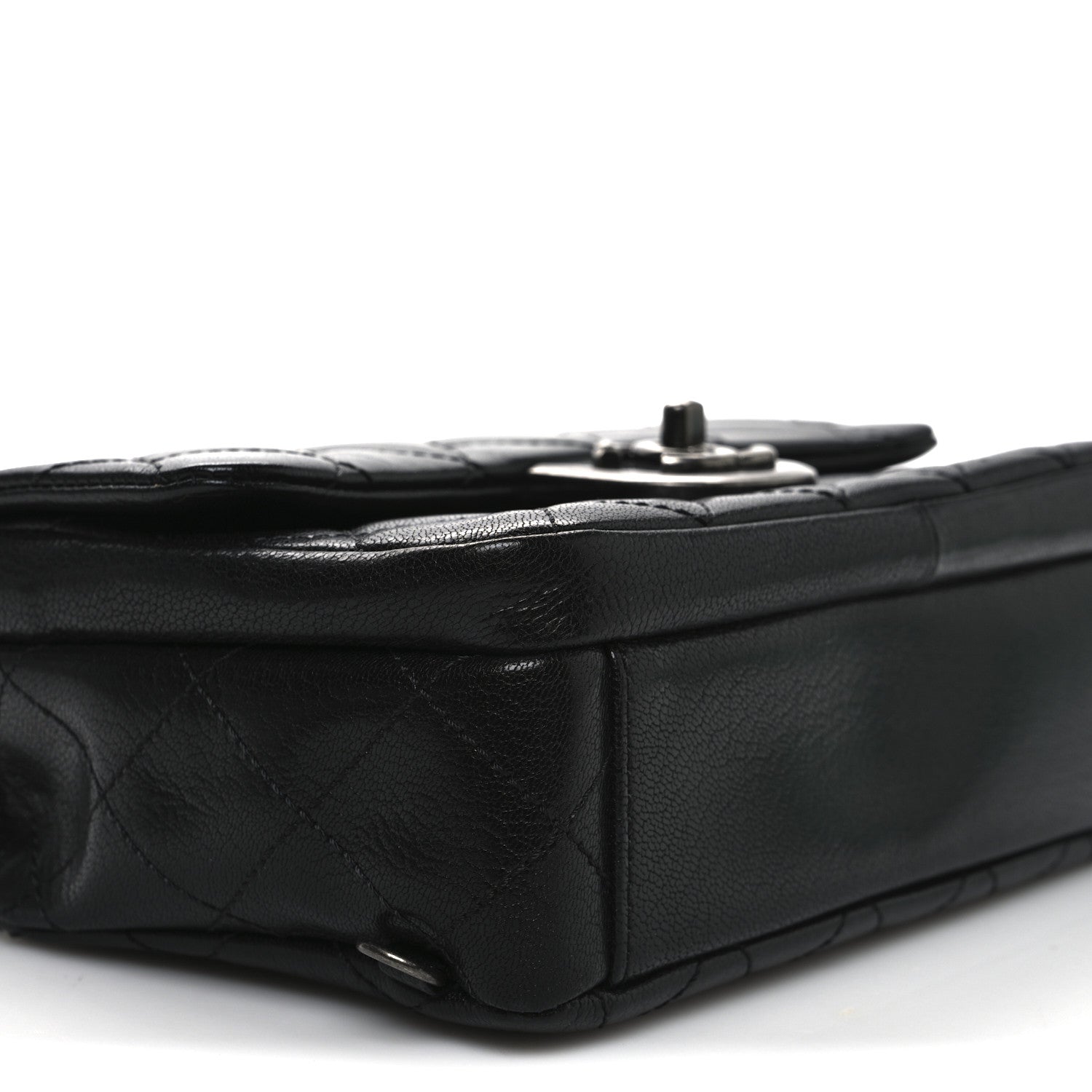 Chanel Shiny Goatskin Quilted Small Double Carry Waist Chain Flap Black 9 of 11