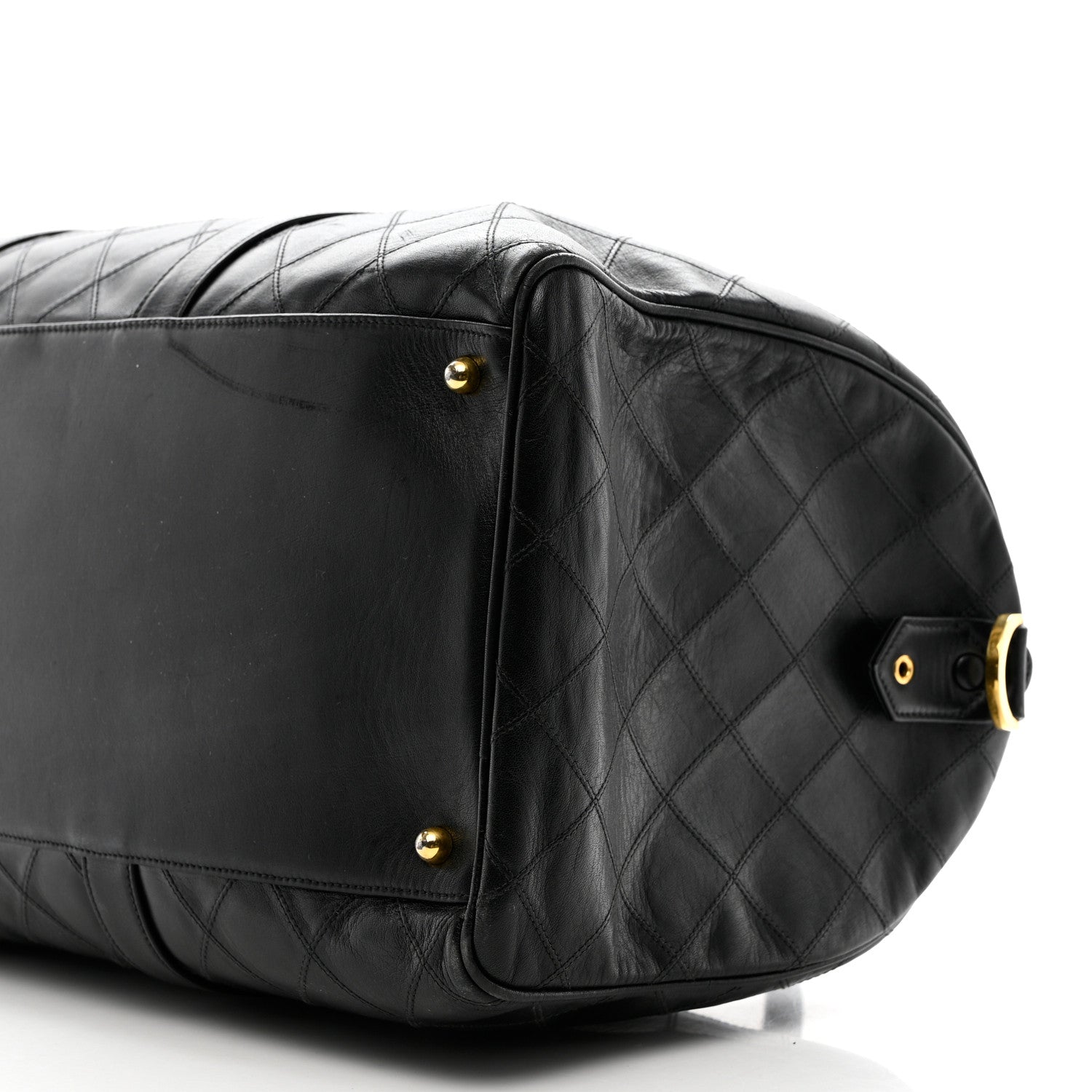 Chanel Lambskin Stitched Duffle Travel Bag Black 8 of 14