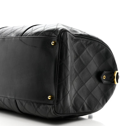 Chanel Lambskin Stitched Duffle Travel Bag Black 8 of 14
