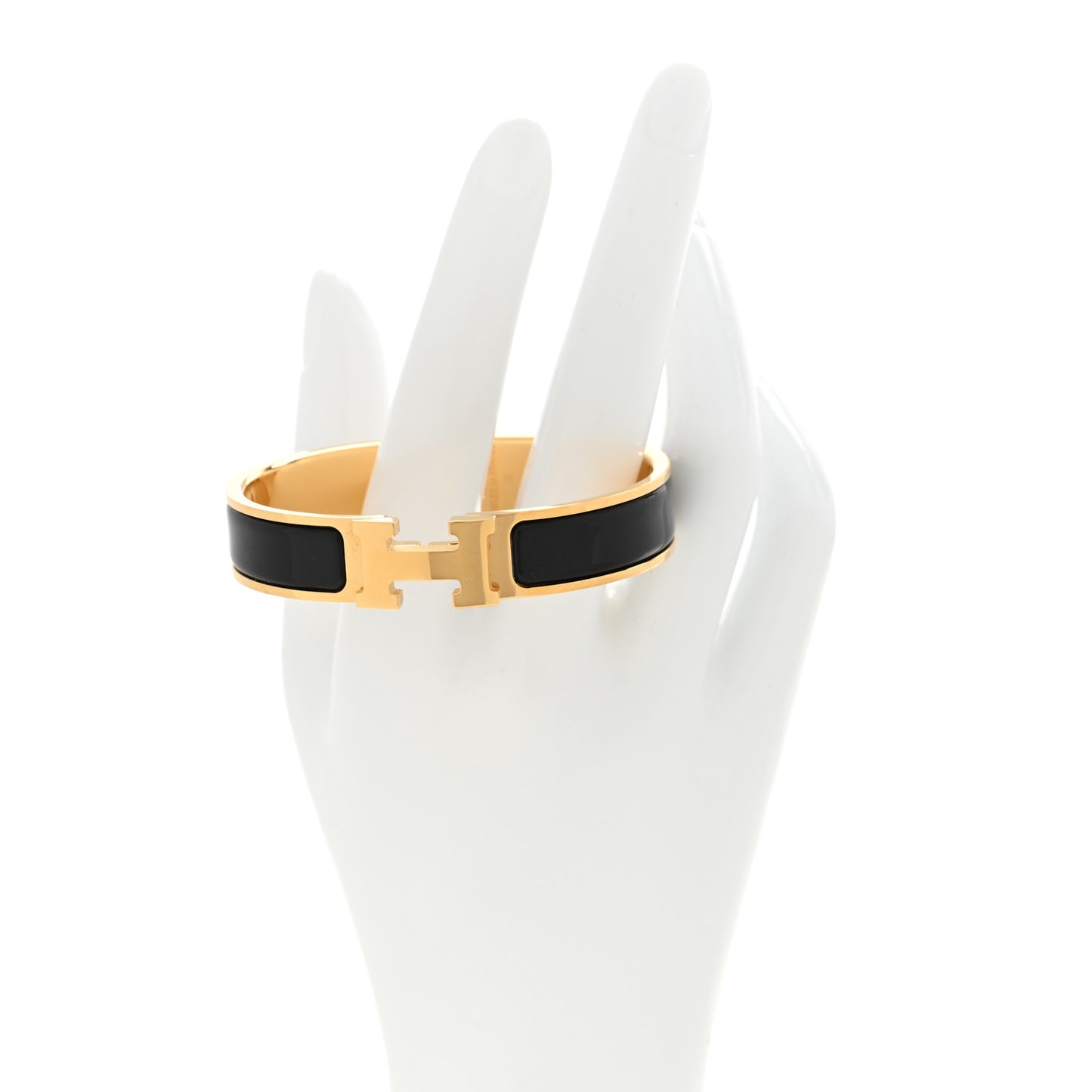 Enamel Narrow Clic Clac H Bracelet PM Black