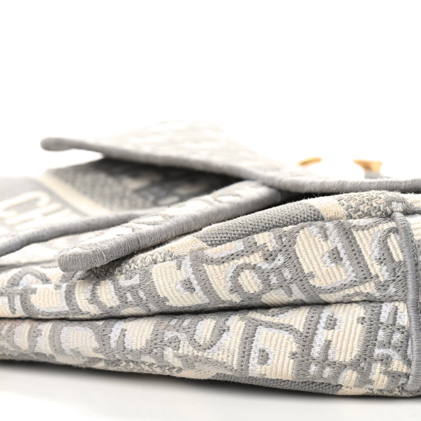 Oblique Embroidered Saddle Bag Gray