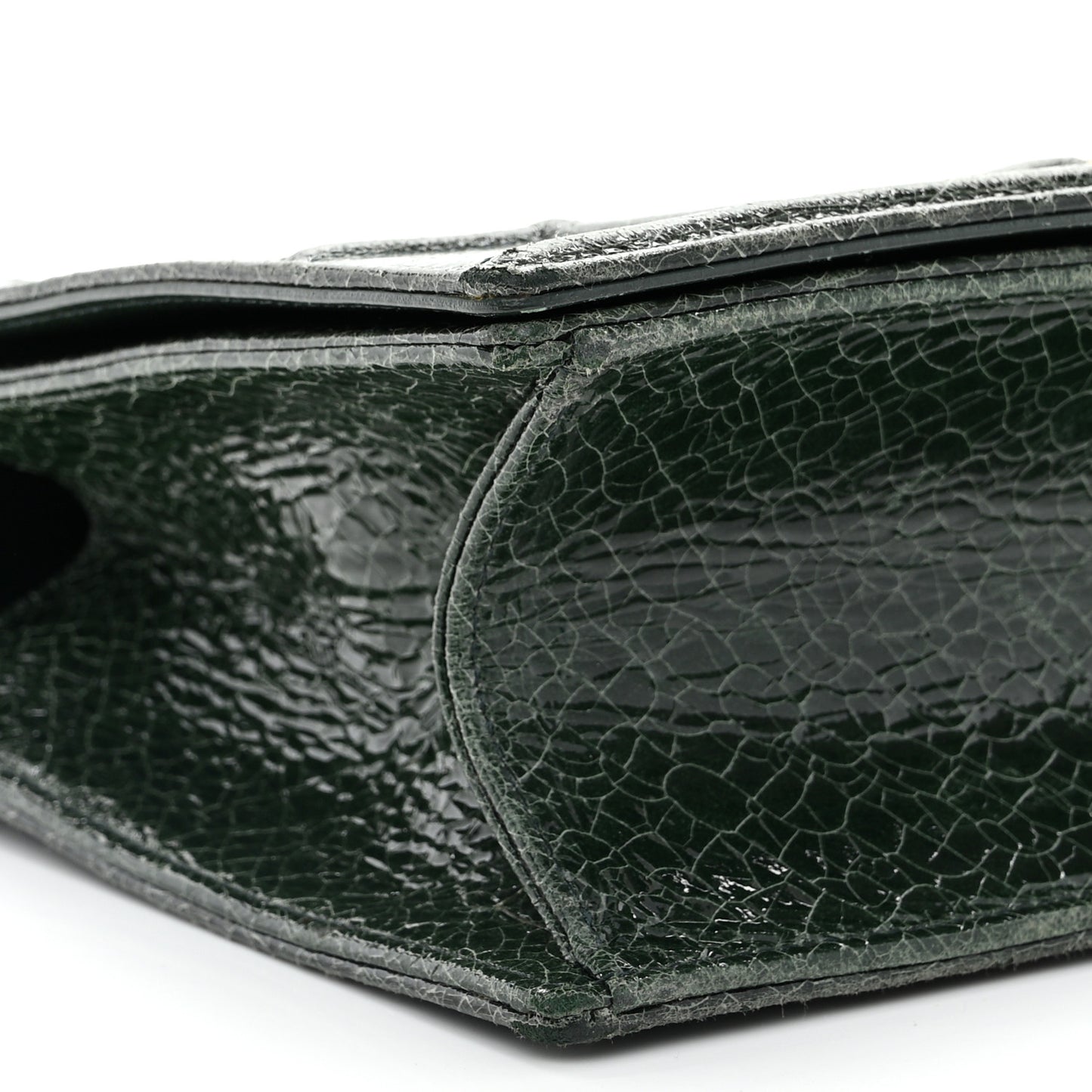 Ceramic Effect Deerskin Large Diorama Flap Bag Malachite Green