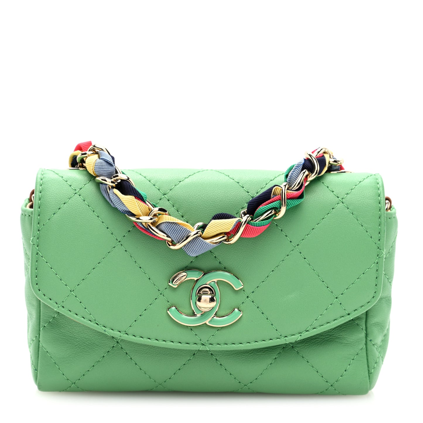 Lambskin Mixed Fibers Quilted Small Cocovado Flap Green