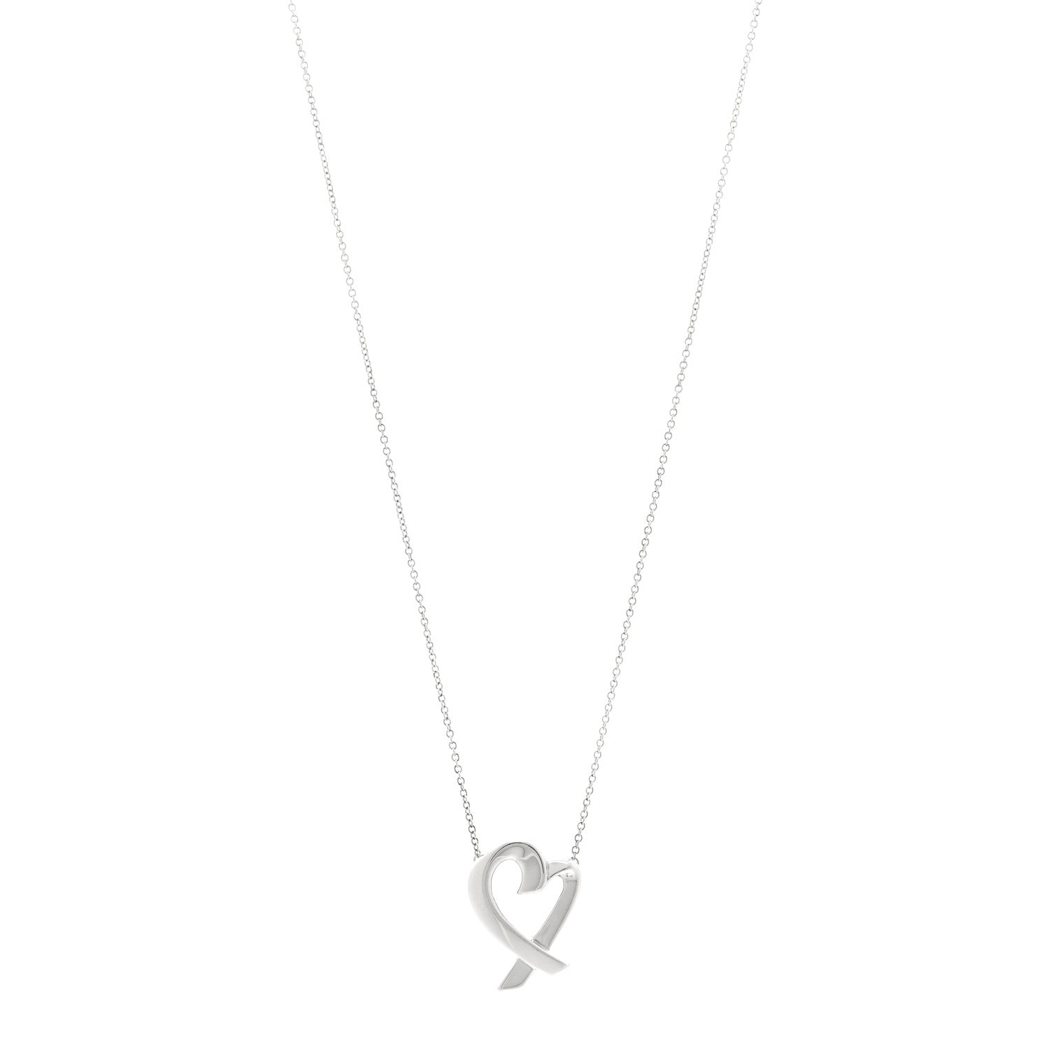 Tiffany Sterling Silver Paloma Picasso Loving Heart Pendant Necklace 1 of 5