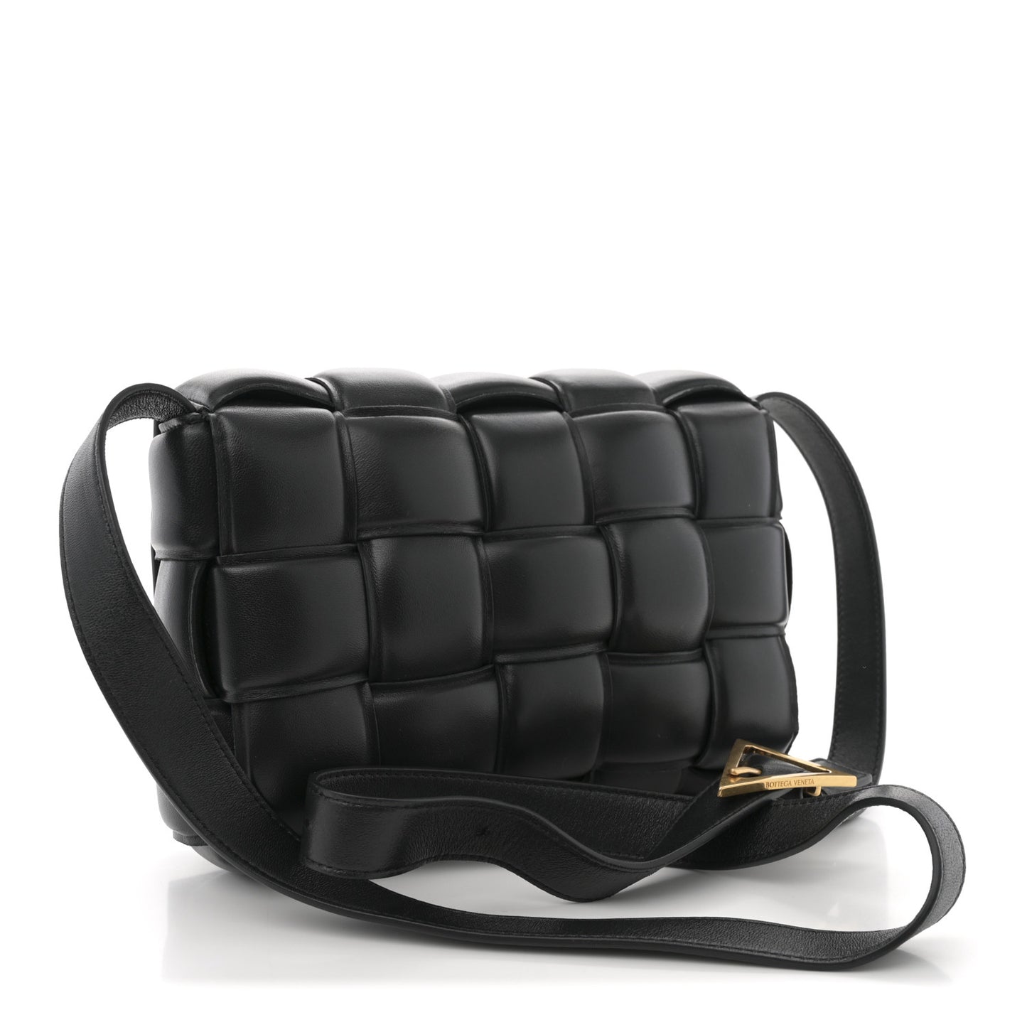 Nappa Maxi Intreccio Padded Cassette Crossbody Bag Black