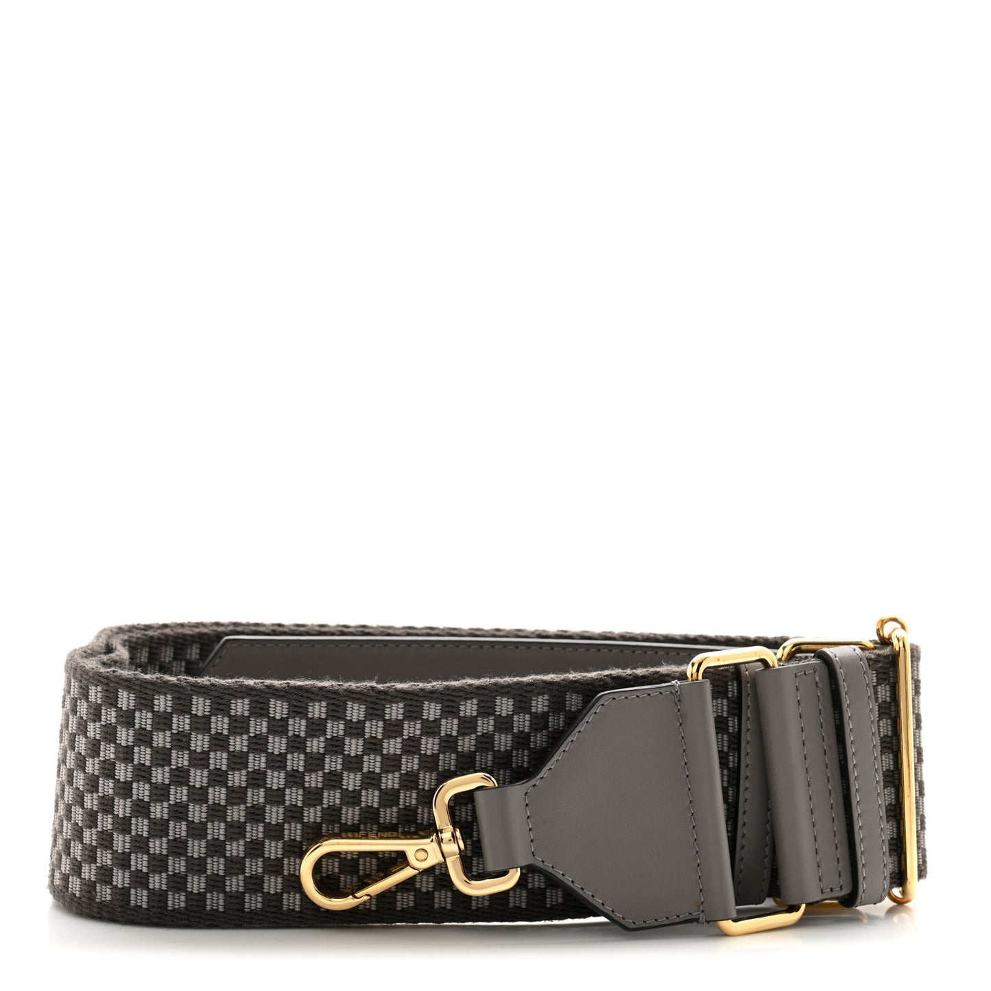 Ribbon Vitello King Logo Embossed Gingham Woven Adjustable Strap You Moon Ghiaia